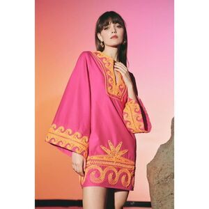 Lace The Label FUCHSIA Embroidered Mini Dress NWOT $490 size S